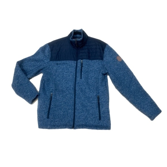 Free Country Men's Frore II Knit Fleece Jacket Sz Medium Blue Full Zip Collared - Picture 8 of 15